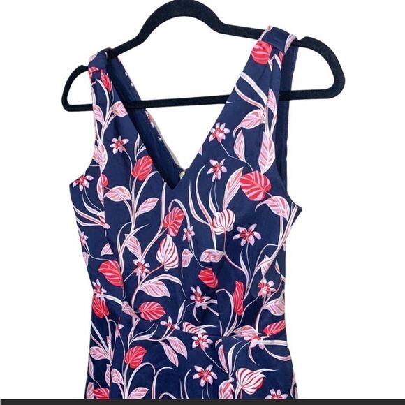 Draper James Love Circle Dress V-Neck A-line Navy Red and Pink Floral - Picture 9 of 16